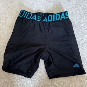 Adidas Black and Teal Padded Shorts